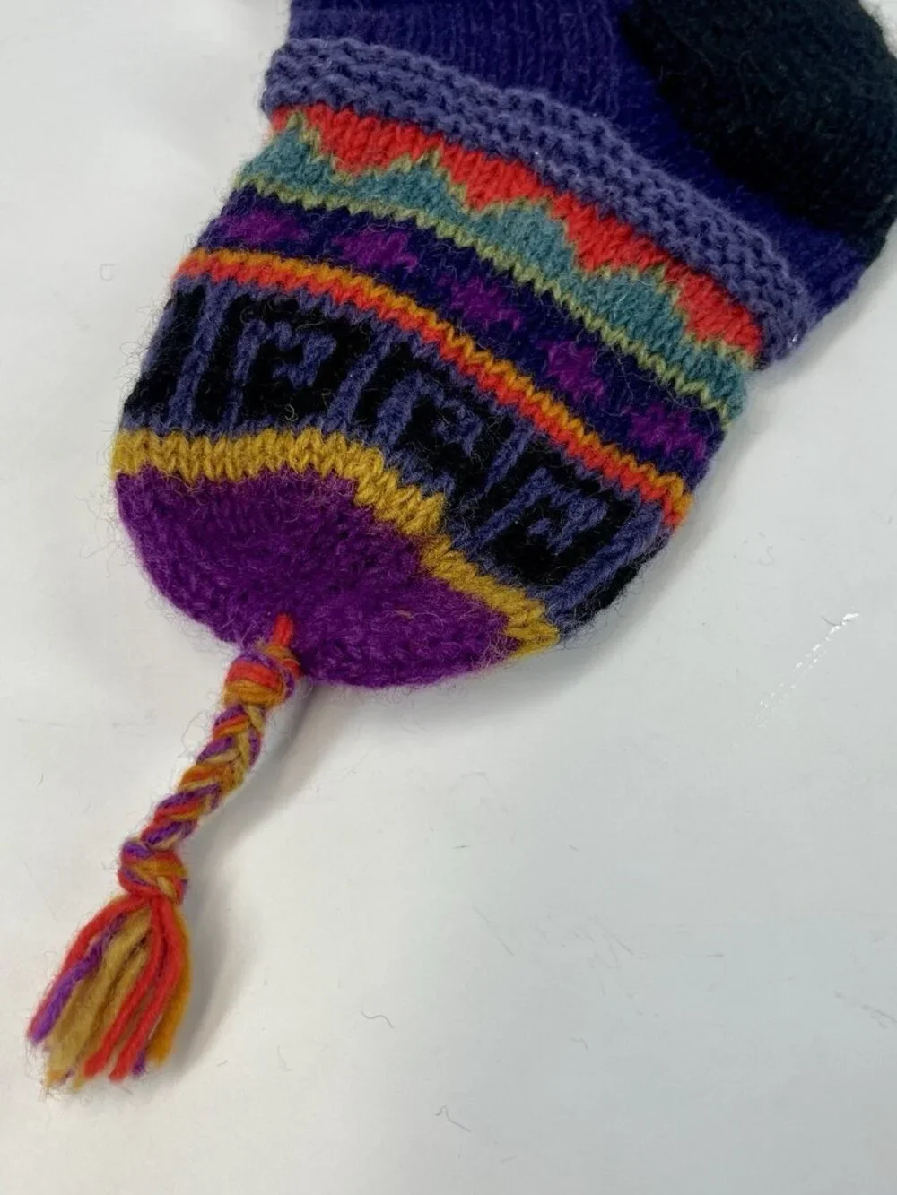 Newari Icelandic Design Hand Knit Wool Christmas Stocking Mitten Stars Tassel